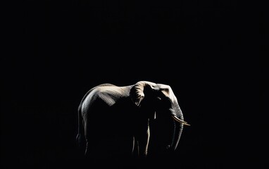 Obraz premium Silhouetted Elephant in Low Light Nighttime Setting