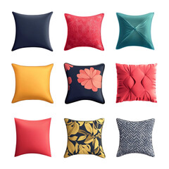 Nine stylish throw pillows in various colors and patterns a cozy home decor collection