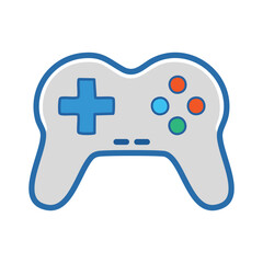 A gamepad icon; gray, blue border, colorful buttons