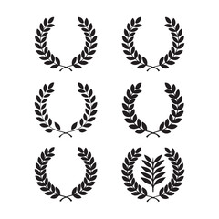 Gold Laurel Wreath Set Vector Illustration