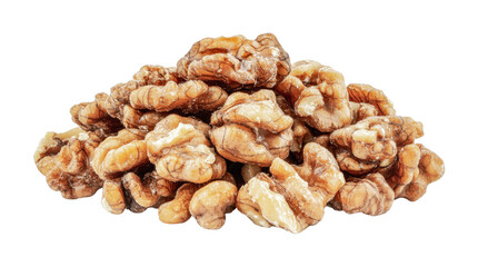 Fototapeta premium Close-up of shelled walnuts, cut out