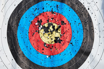 Archery old target without arrows. Concept of sport, hobby and business. Design element.