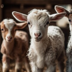 Obraz premium Adorable Baby Goats in a Cozy Barn Setting