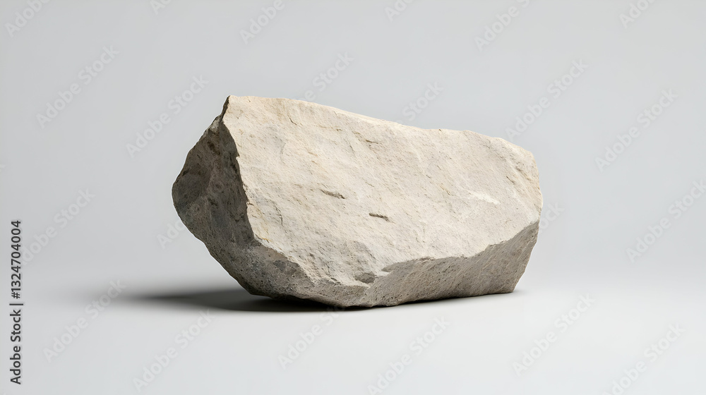 Aufkleber close up of rough textured stone fragment with natural grey and white surface isolated on plain back