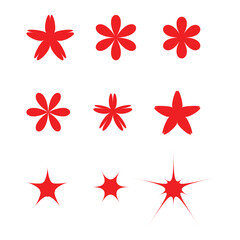 Red Abstract Star and Flower Shapes Collection