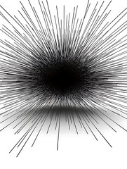 Dynamic Black Lines Radiating, Bursting from a Central Focal Point