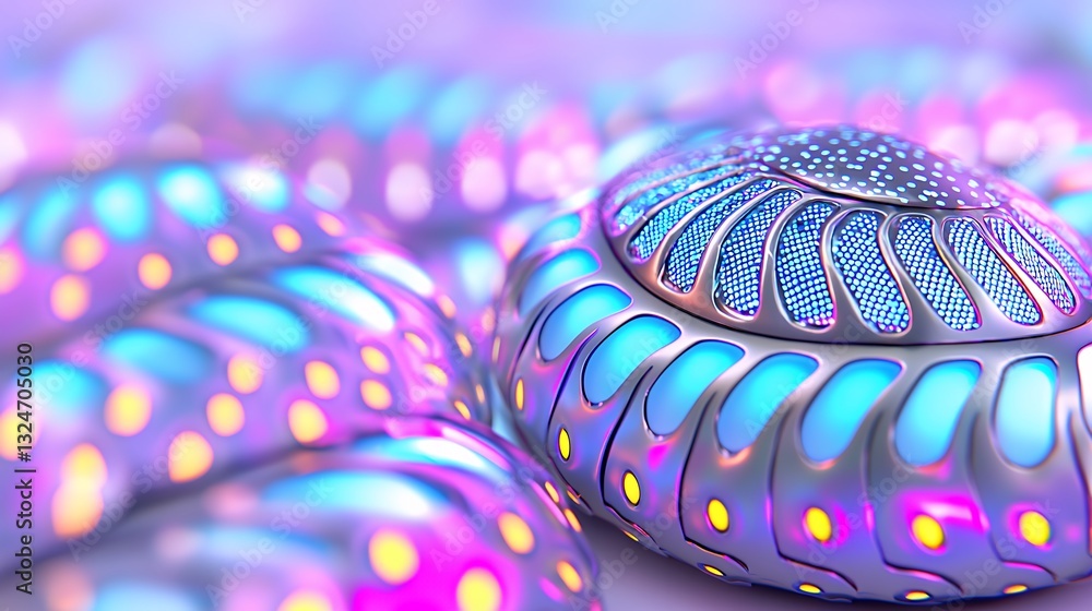 Poster colorful abstract design featuring shimmering patterns and fluid shapes