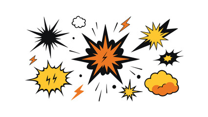 Comic Book Explosion Effects Pop Art Style Graphic Design Elements