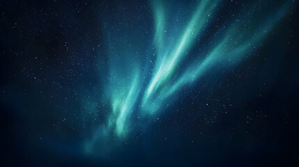 Vibrant Green And Blue Aurora Borealis Over A Dark Starry Night Sky