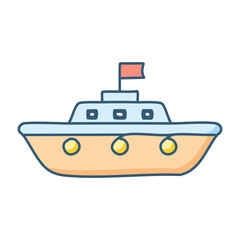 Cartoon illustration of a boat with a flag