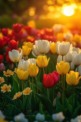 Obraz premium Beautiful tulip flower in Spring.