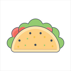 Cartoon taco with fillings and lettuce