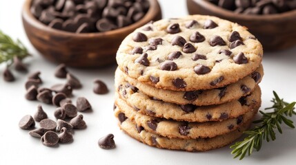 Freshly baked chocolate chip cookie, isolated on white background