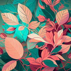 Abstrakcyjna ilustracja kwiatowa 3D – kolorowe kwiaty w pastelowych odcieniach, artystyczna kompozycja roślinna, bogaty wzór florystyczny, nowoczesna grafika cyfrowa, elegancka dekoracja z detalami
