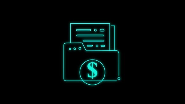 Financial Document Icon: Minimalist Folder Design with Dollar Sign, Perfect for Representing Banking, Accounting, and Financial Services Concepts