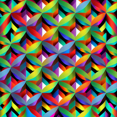 Abstrakcyjny geometryczny wzór 3D – kolorowa kompozycja z dynamicznymi kształtami, gradientowe barwy, nowoczesna grafika cyfrowa, hipnotyzujący efekt wizualny, kreatywny design z teksturą