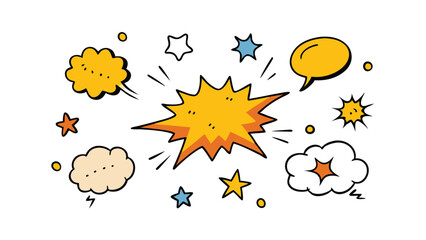 Comic Book Explosion Speech Bubbles Stars Dynamic Design Elements