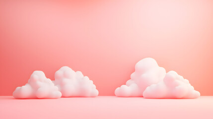 Soft Cotton Candy Clouds on a Pastel Pink Background for Dreamy and Whimsical Design Projects
