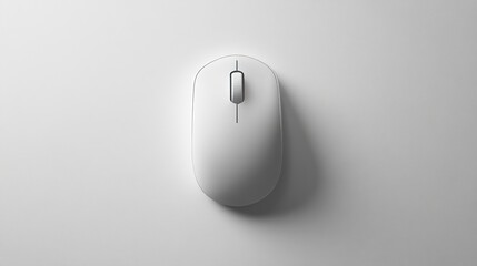 Minimalist white wireless mouse, isolated on white background