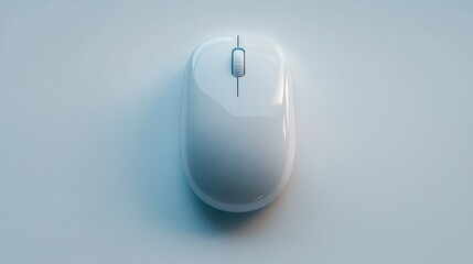 Minimalist white wireless mouse, isolated on white background