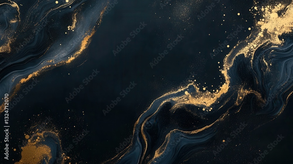 Poster dark elegance with golden accents creating an abstract swirl in modern design for luxurious backgrou