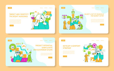 Marketing Tools Cat. Flat Vector Illustration