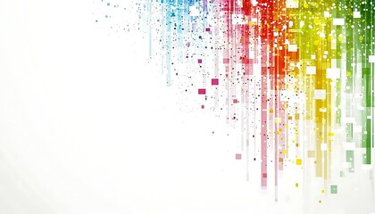 Colorful pixel rain digital art background