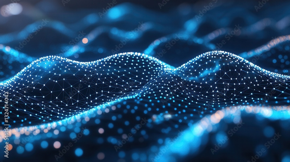 Aufkleber futuristic digital interface featuring a glowing grid node, showcasing innovative holographic effect
