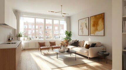Interior view showing a living room with natural light and furniture