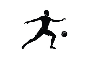 Silhouette of a Football player in quarterback throwing pose vector art illustration.eps