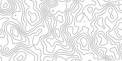 Black and White Contour Lines. Topographic Terrain Vector Background