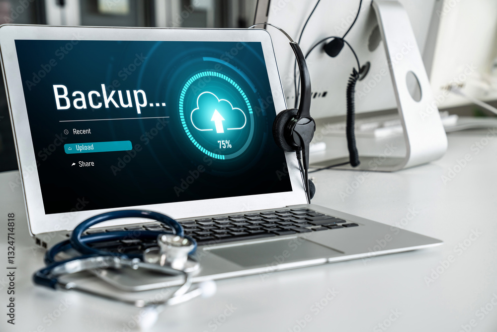 Poster backup storage data internet technology business concept. database storage cloud technology file dat