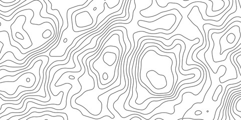 Black and White Contour Lines. Topographic Terrain Vector Background