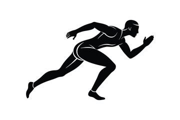 Silhouette of a Runner in sprinting pose vector art illustration.eps