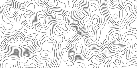 Black and White Contour Lines. Topographic Terrain Vector Background