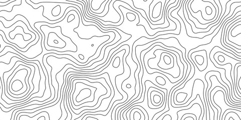 Black and White Contour Lines. Topographic Terrain Vector Background