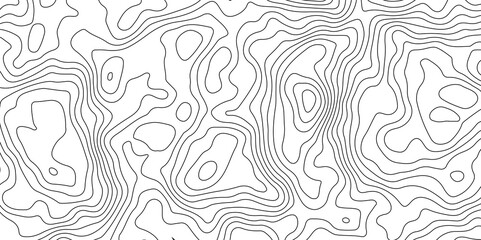 Black and White Contour Lines. Topographic Terrain Vector Background