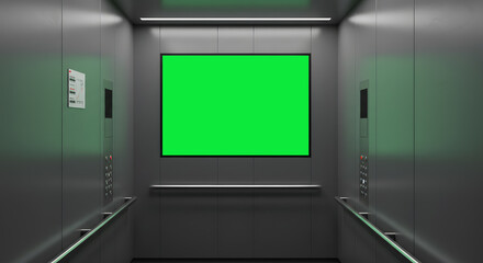 modern elevator on the green screen 