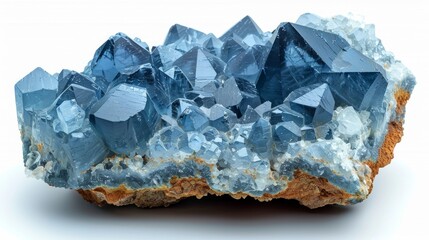 Obraz premium Anhydrite and Angelite Mineral Specimen on Isolated White Background, Close-Up View