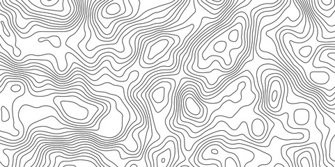 Black and White Contour Lines. Topographic Terrain Vector Background