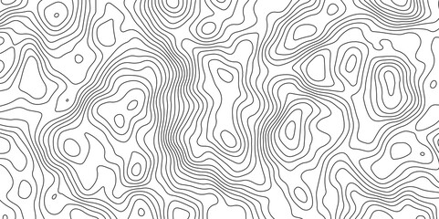 Fototapeta premium Black and White Contour Lines. Topographic Terrain Vector Background