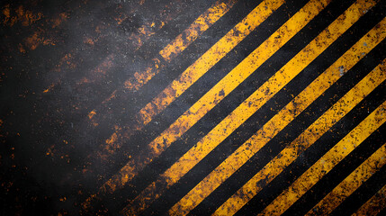 Diagonal Yellow And Black Hazard Stripes On Grunge Textured Background With Scratches And Wear Marks Ideal For Industrial Safety Warning Signs