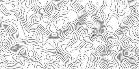 Black and White Contour Lines. Topographic Terrain Vector Background