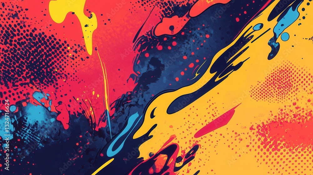 Leinwandbilder vibrant comic book style background featuring dynamic action lines and colorful halftone patterns