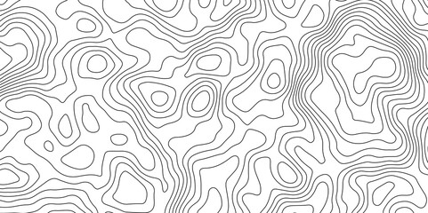 Fototapeta premium Black and White Contour Lines. Topographic Terrain Vector Background