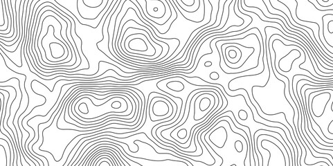 Black and White Contour Lines. Topographic Terrain Vector Background