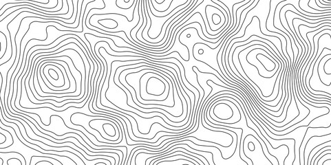 Black and White Contour Lines. Topographic Terrain Vector Background