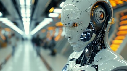 Artificial Intelligence Concept with Clean Lines and Futuristic Elements in a Digital Environment