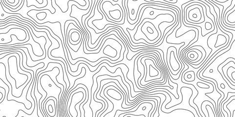 Black and White Contour Lines. Topographic Terrain Vector Background