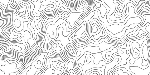 Fototapeta premium Black and White Contour Lines. Topographic Terrain Vector Background